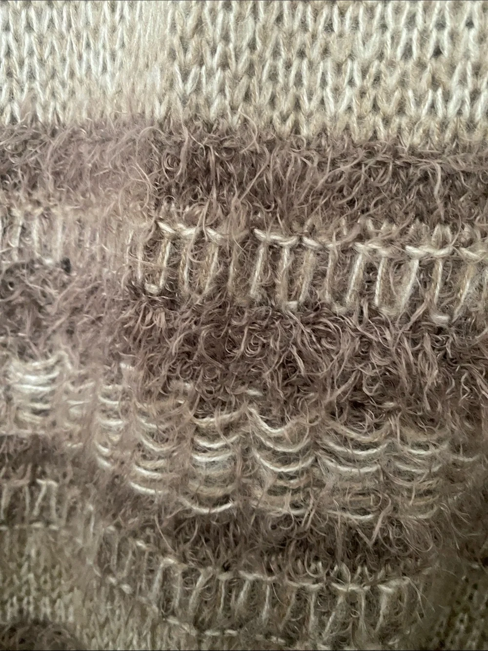 Knox Rose Taupe & Cream Striped Fringe Cozy Sweater